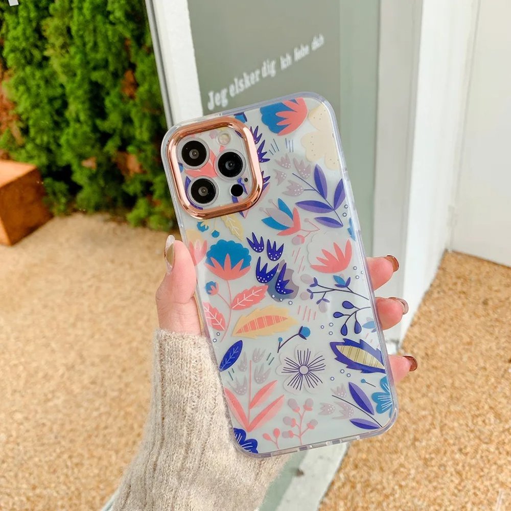 Free 2 Screen Protector Transparent Flower I phone Cases